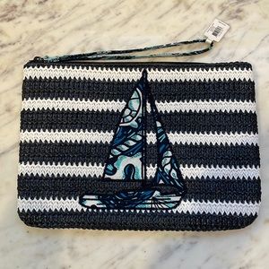 NWT Vera Bradley Straw Wristlet in “Shore Enough” style, 10” X 7”, zip closure